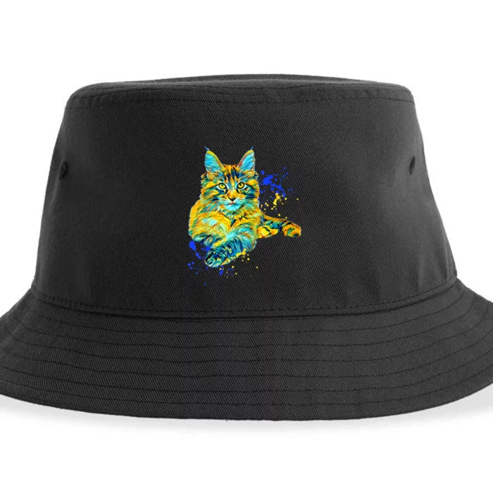 Colorful Maine Coon Big Cat Love Bigger Cats Cute Mom Sustainable Bucket Hat