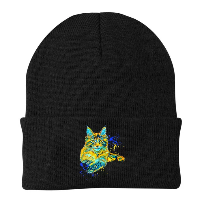 Colorful Maine Coon Big Cat Love Bigger Cats Cute Mom Knit Cap Winter Beanie