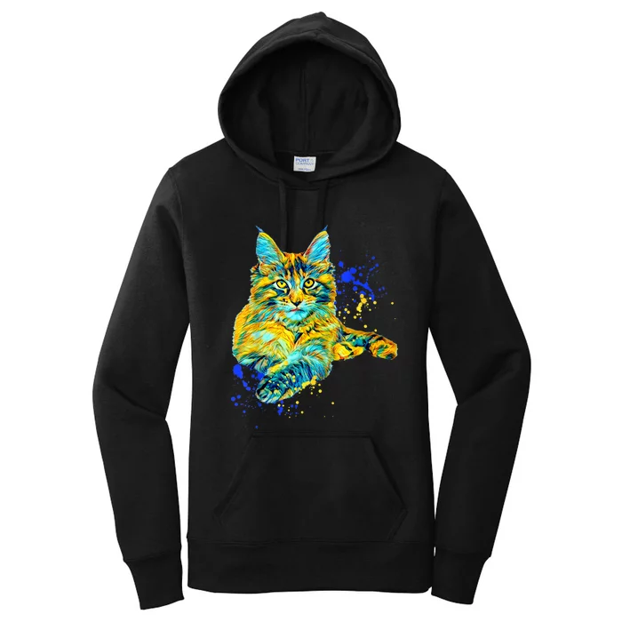 Colorful Maine Coon Big Cat Love Bigger Cats Cute Mom Women's Pullover Hoodie