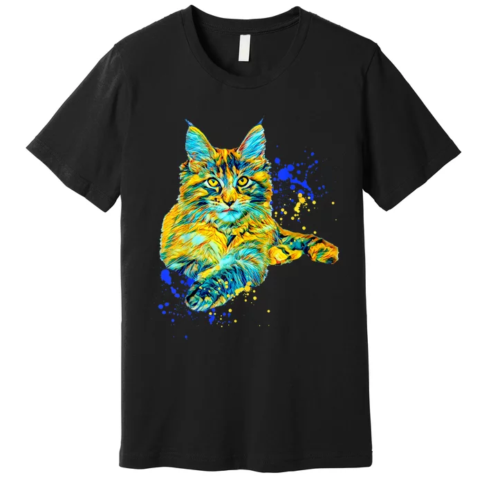 Colorful Maine Coon Big Cat Love Bigger Cats Cute Mom Premium T-Shirt