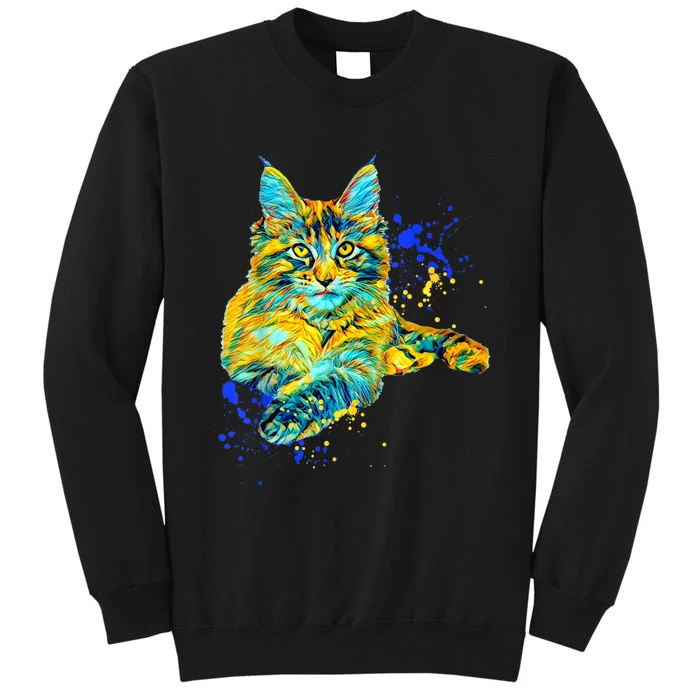 Colorful Maine Coon Big Cat Love Bigger Cats Cute Mom Tall Sweatshirt