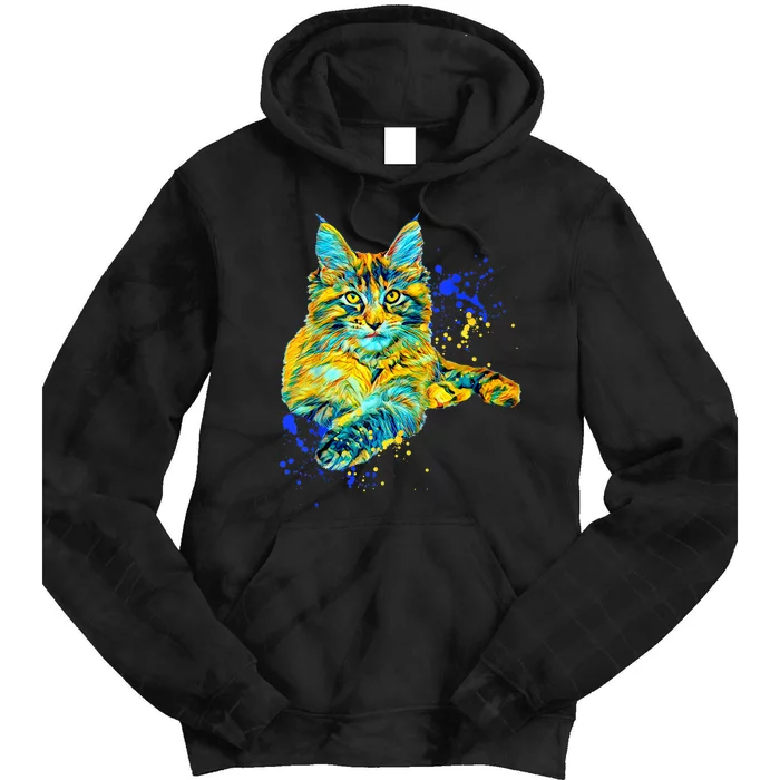 Colorful Maine Coon Big Cat Love Bigger Cats Cute Mom Tie Dye Hoodie