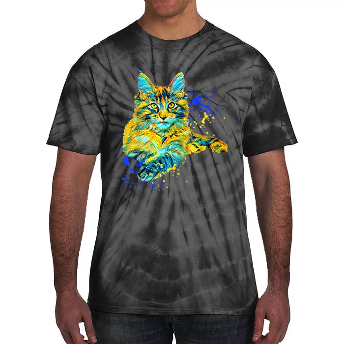 Colorful Maine Coon Big Cat Love Bigger Cats Cute Mom Tie-Dye T-Shirt