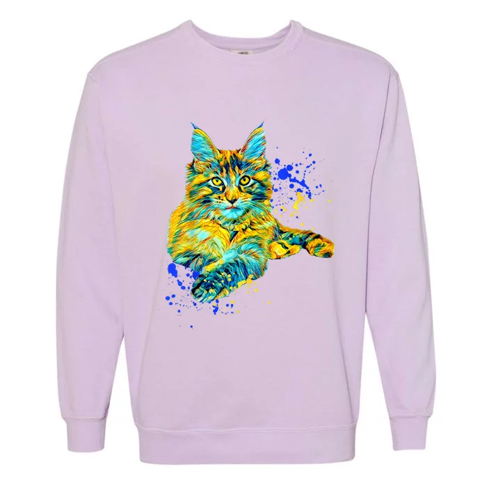 Colorful Maine Coon Big Cat Love Bigger Cats Cute Mom Garment-Dyed Sweatshirt