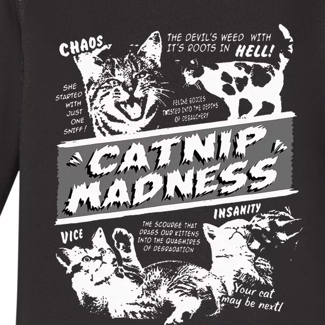 Catnip Madness Cute Kitten Funny Cat Pet Humor Baby Long Sleeve Bodysuit