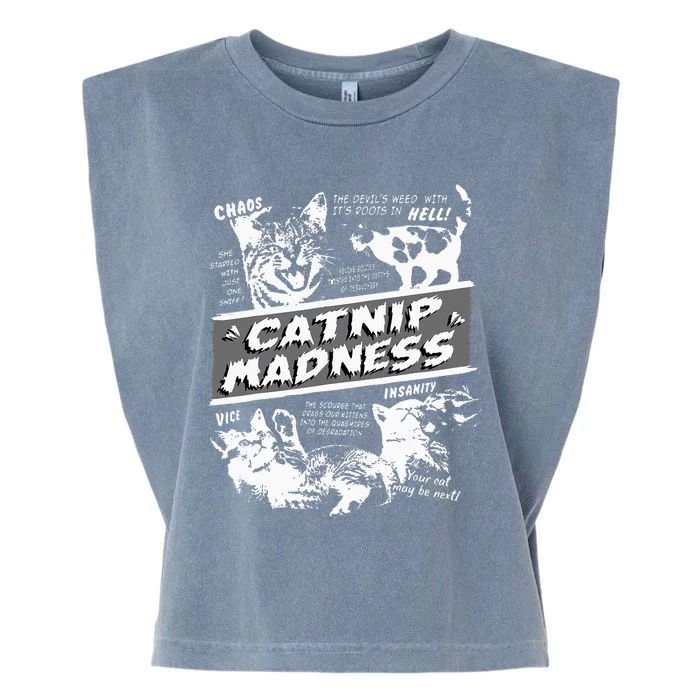 Catnip Madness Cute Kitten Funny Cat Pet Humor Garment-Dyed Women's Muscle Tee