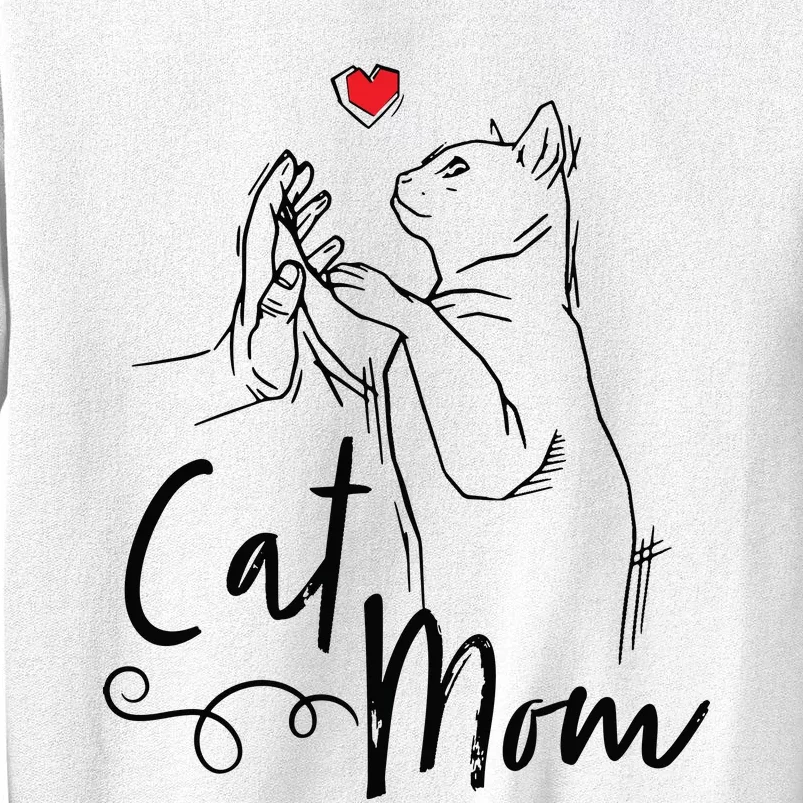 Cat Mom Cute Cat Illustration With Human Hand And Heart Sweatshirt