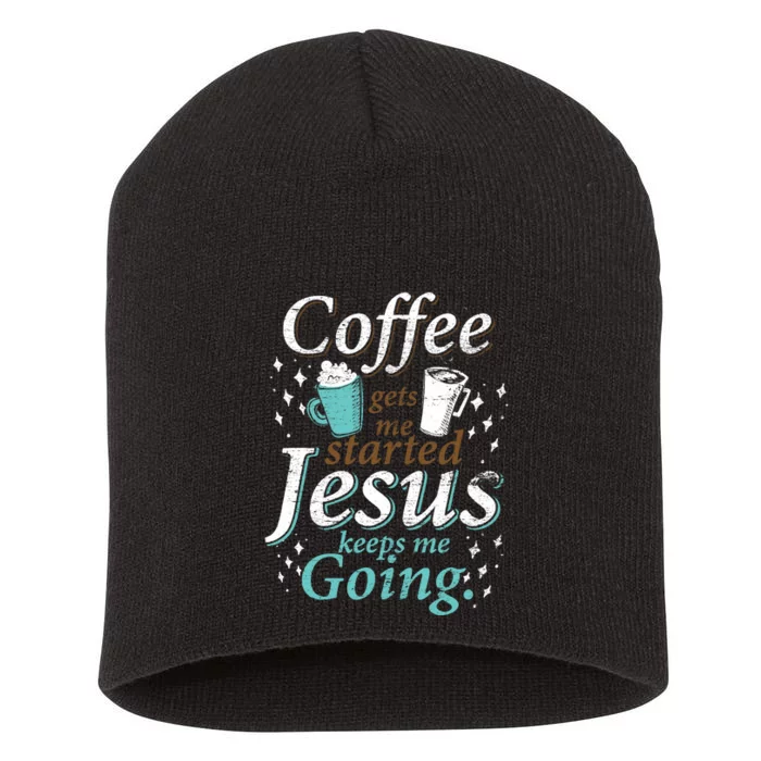 Coffee Morning Christian Gift Idea Jesus Short Acrylic Beanie