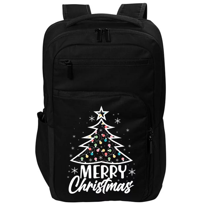 Cute Merry Christmas Tree Outline Impact Tech Backpack