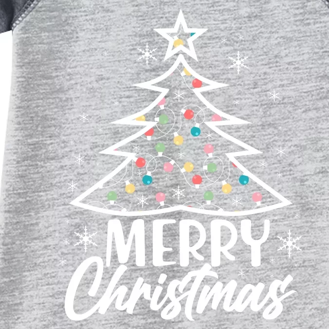 Cute Merry Christmas Tree Outline Infant Baby Jersey Bodysuit