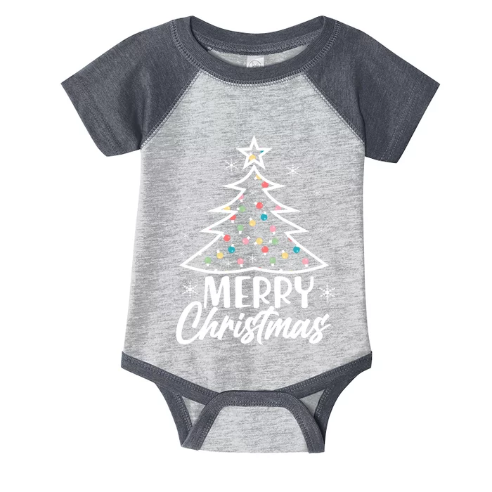 Cute Merry Christmas Tree Outline Infant Baby Jersey Bodysuit