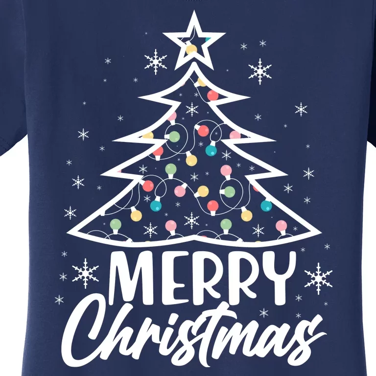 Cute Merry Christmas Tree Outline Women's T-Shirt