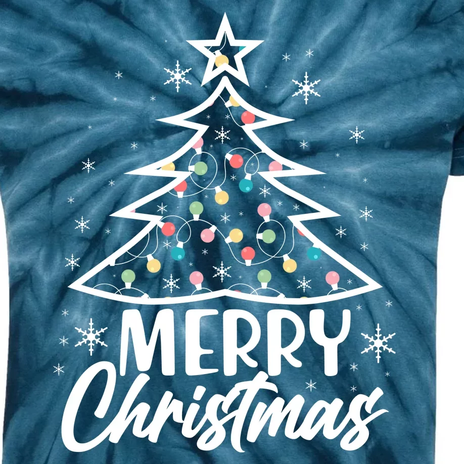 Cute Merry Christmas Tree Outline Kids Tie-Dye T-Shirt