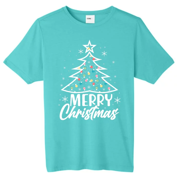 Cute Merry Christmas Tree Outline ChromaSoft Performance T-Shirt