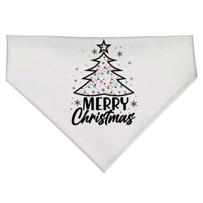 Cute Merry Christmas Tree Outline USA-Made Doggie Bandana