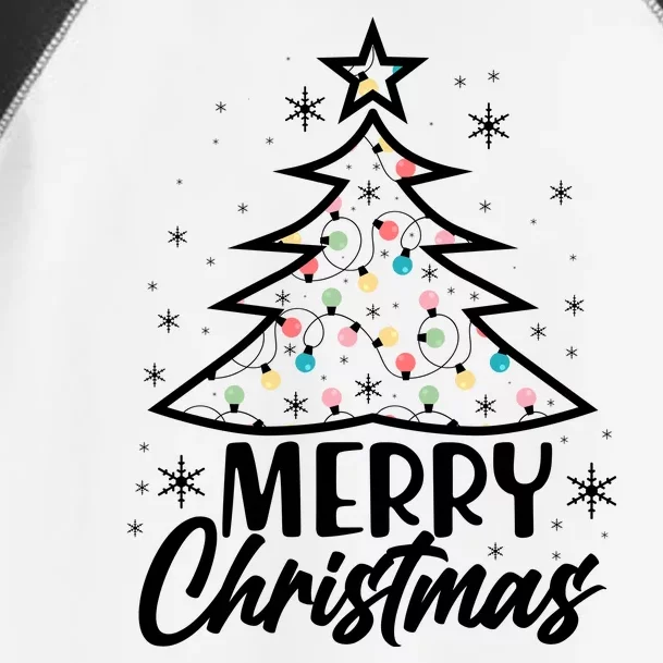 Cute Merry Christmas Tree Outline Toddler Fine Jersey T-Shirt