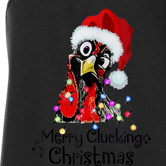 Chicken Merry Clucking Christmas Santa Funny Xmas Women's Racerback Tank