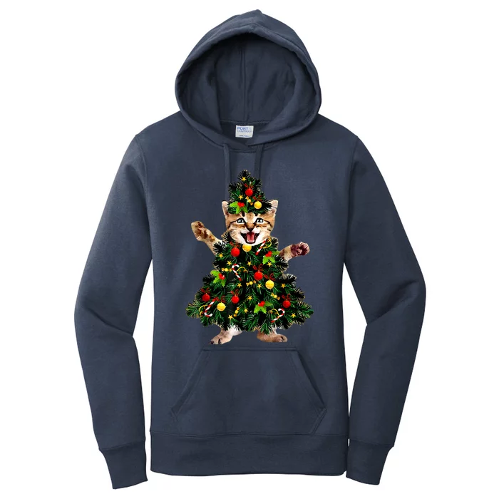 Cat Maine Coon Christmas Tree Holiday Cat Lovers Xmas Gift Women's Pullover Hoodie