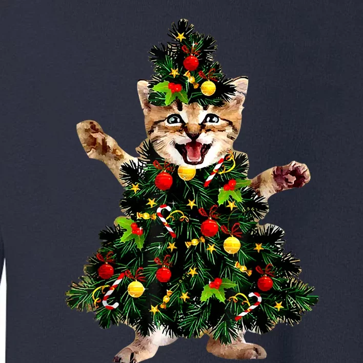 Cat Maine Coon Christmas Tree Holiday Cat Lovers Xmas Gift Toddler Sweatshirt