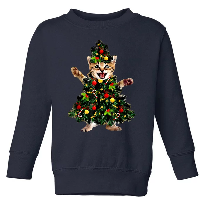 Cat Maine Coon Christmas Tree Holiday Cat Lovers Xmas Gift Toddler Sweatshirt