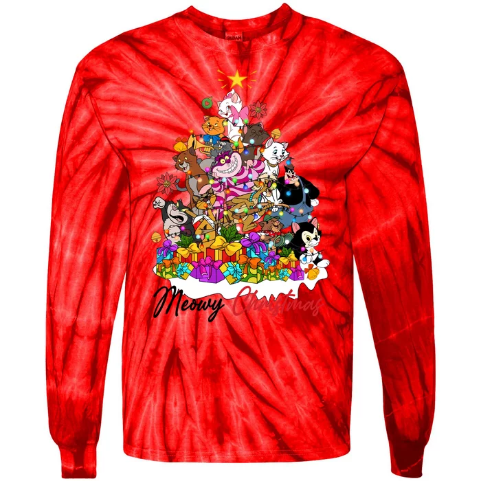 Cat Marie Cheshire Meowy Christmas Cat Very Merry Tie-Dye Long Sleeve Shirt