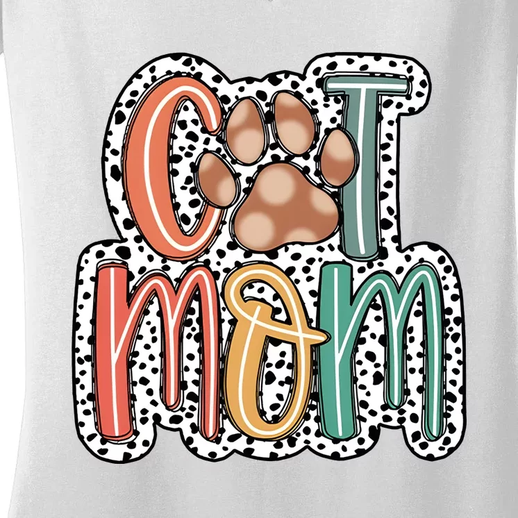 Cat Mom Cat Paw Mama Women's V-Neck T-Shirt