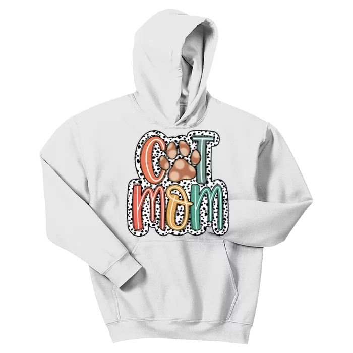 Cat Mom Cat Paw Mama Kids Hoodie