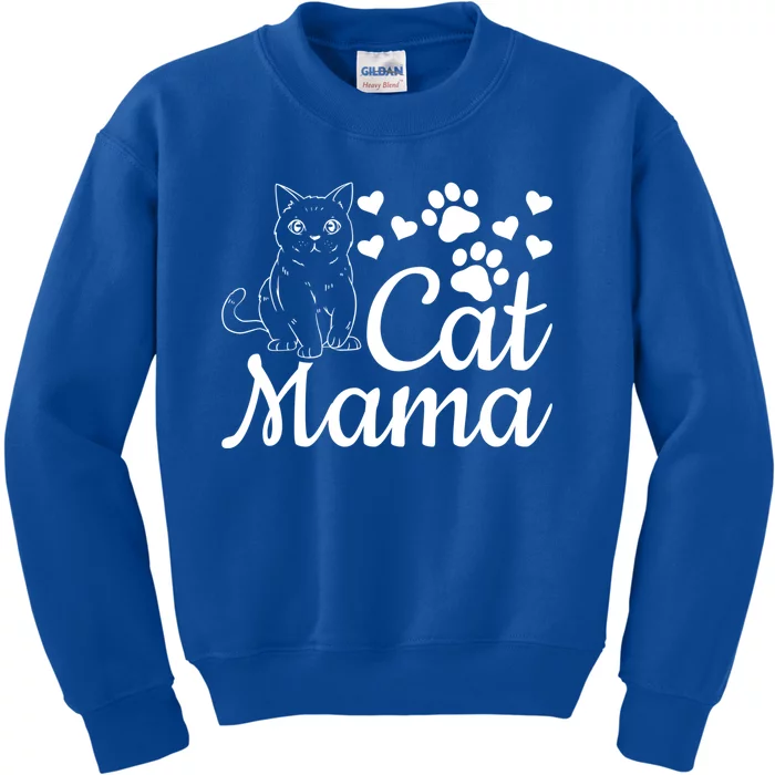 Cat Mama Cute Cat Mom Cat Lover Gift Cat Mama Gift Kids Sweatshirt