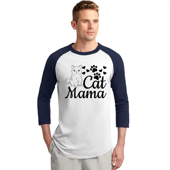 Cat Mama Cute Cat Mom Cat Lover Gift Cat Mama Gift Baseball Sleeve Shirt