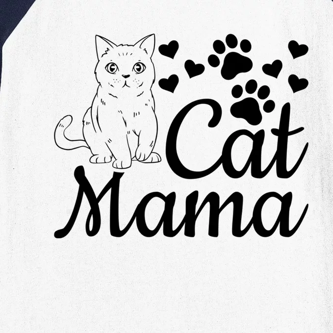 Cat Mama Cute Cat Mom Cat Lover Gift Cat Mama Gift Baseball Sleeve Shirt