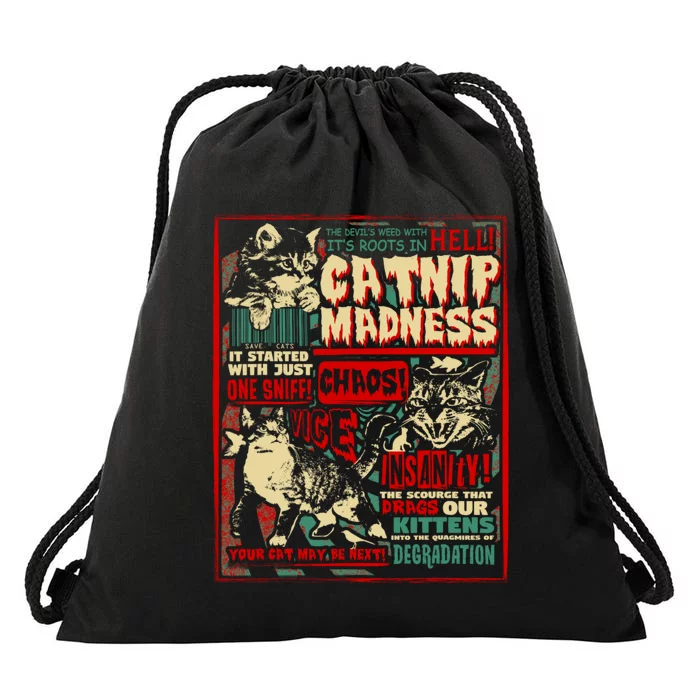 Catnip Madness Cute Kitten Cat Lover Gift For Cat Owners Drawstring Bag