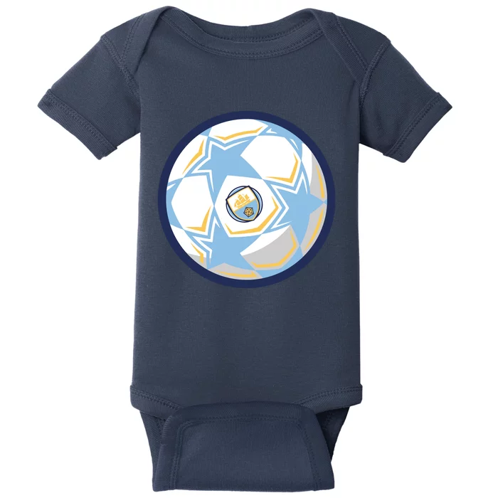 Cool Man City Soccer Team Ball Baby Bodysuit