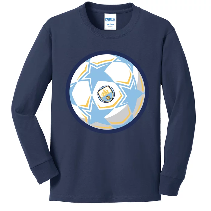 Cool Man City Soccer Team Ball Kids Long Sleeve Shirt