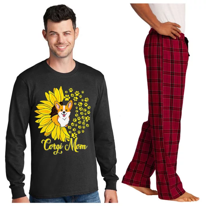 Corgi Mom Cute Corgi Dog Sunflower Happy Mors Day Long Sleeve Pajama Set