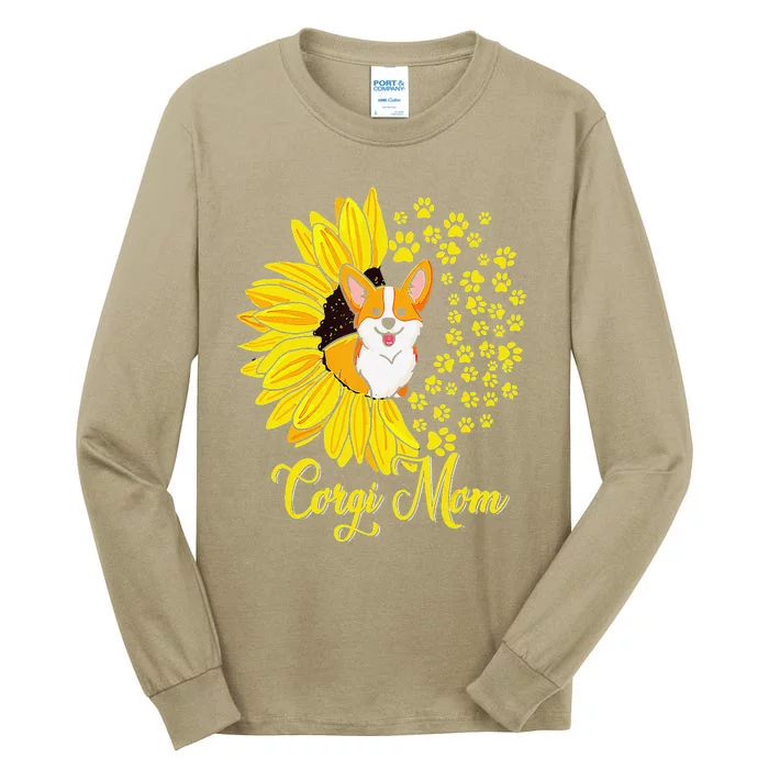 Corgi Mom Cute Corgi Dog Sunflower Happy Mors Day Tall Long Sleeve T-Shirt