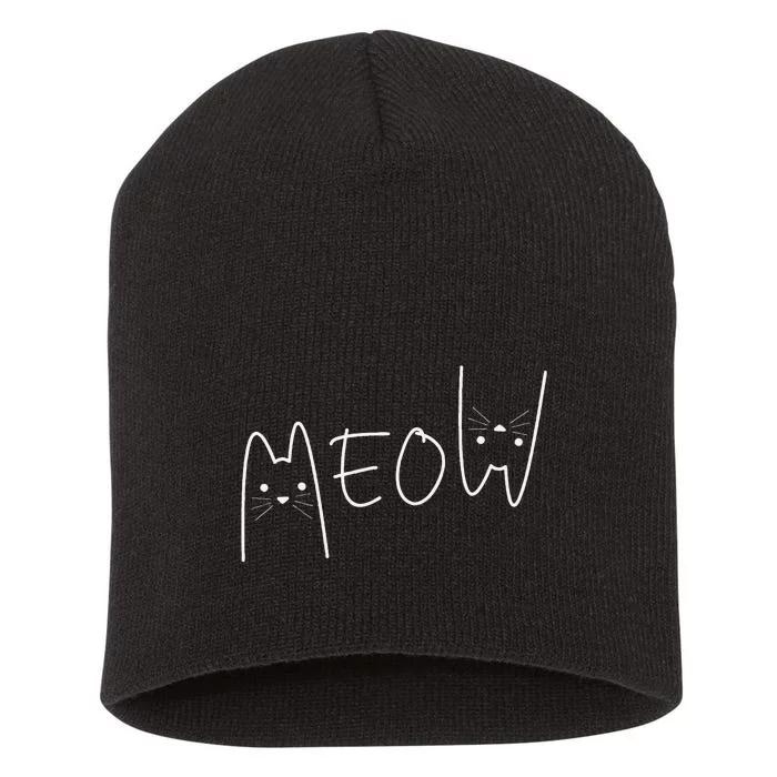 Cute Meow Cats Funny Feline Kitten Short Acrylic Beanie