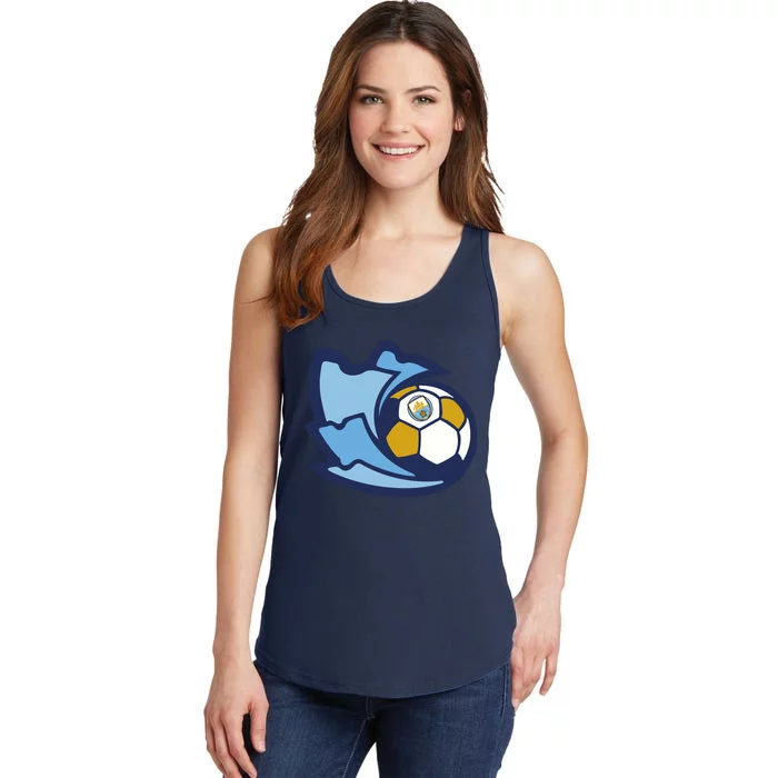 Cool Man City Soccer Ball Ladies Essential Tank