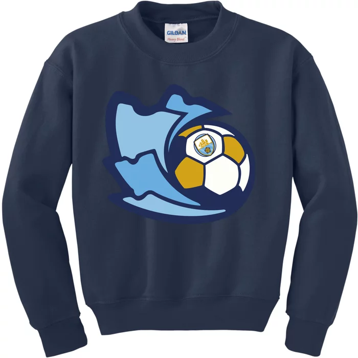 Cool Man City Soccer Ball Kids Sweatshirt