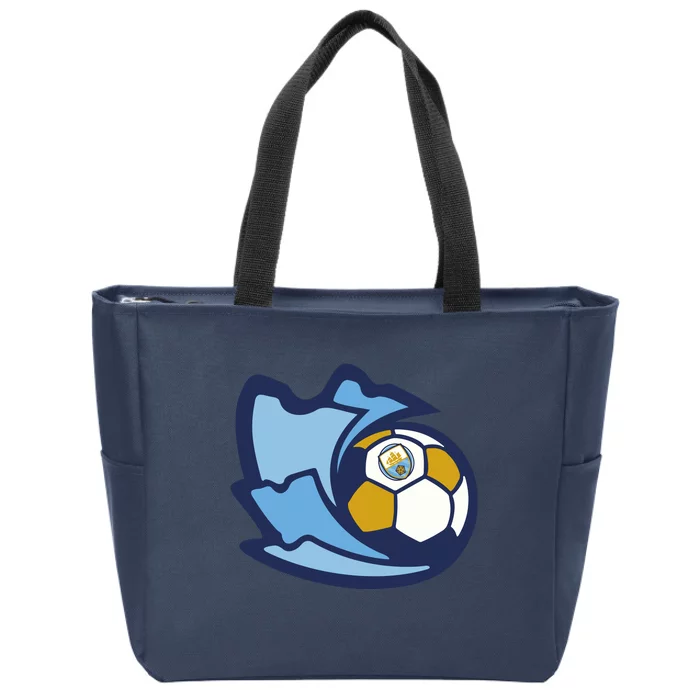 Cool Man City Soccer Ball Zip Tote Bag