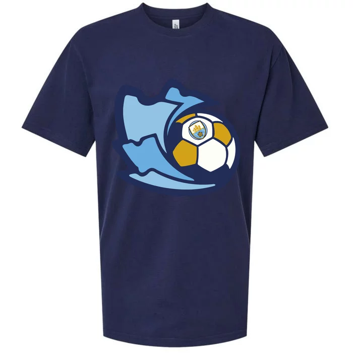 Cool Man City Soccer Ball Sueded Cloud Jersey T-Shirt