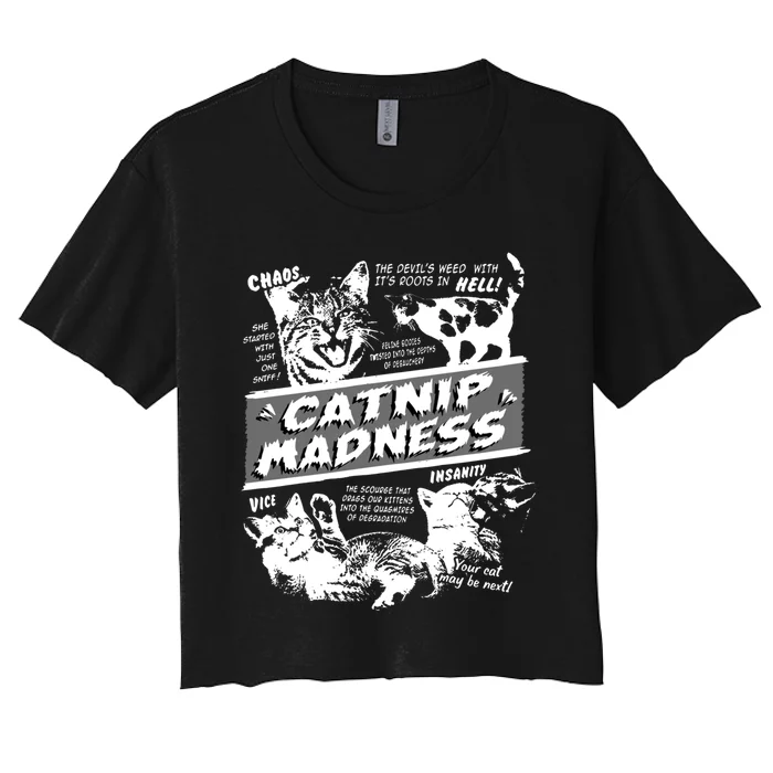 Catnip Madness Cute Kitten Cat Lover Gift For Cat Owners Women's Crop Top Tee