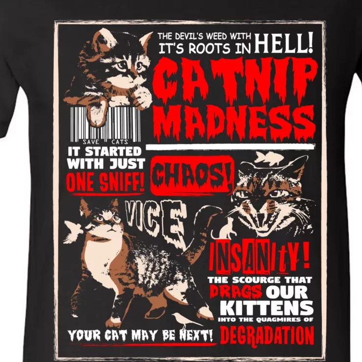 Catnip Madness Cute Kitten Cat Lover Gift For Cat Owners V-Neck T-Shirt