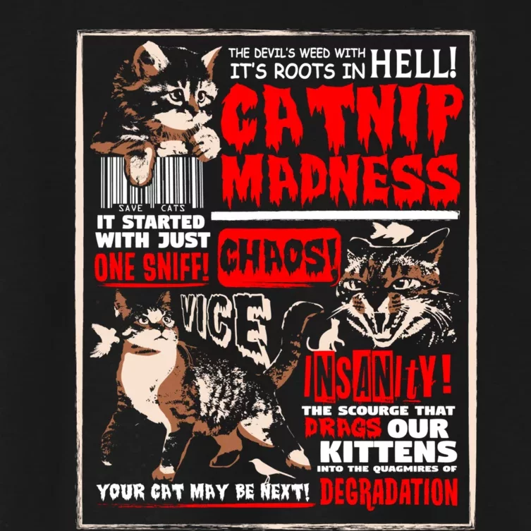 Catnip Madness Cute Kitten Cat Lover Gift For Cat Owners Women's Crop Top Tee