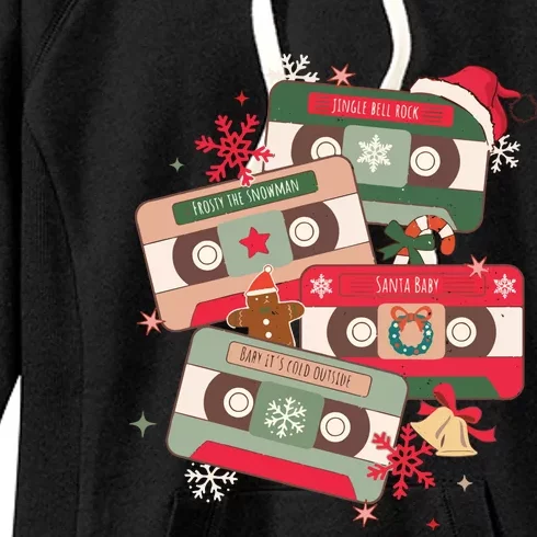 Christmas Music Cassette Tapes Christmas Women's Fleece Hoodie