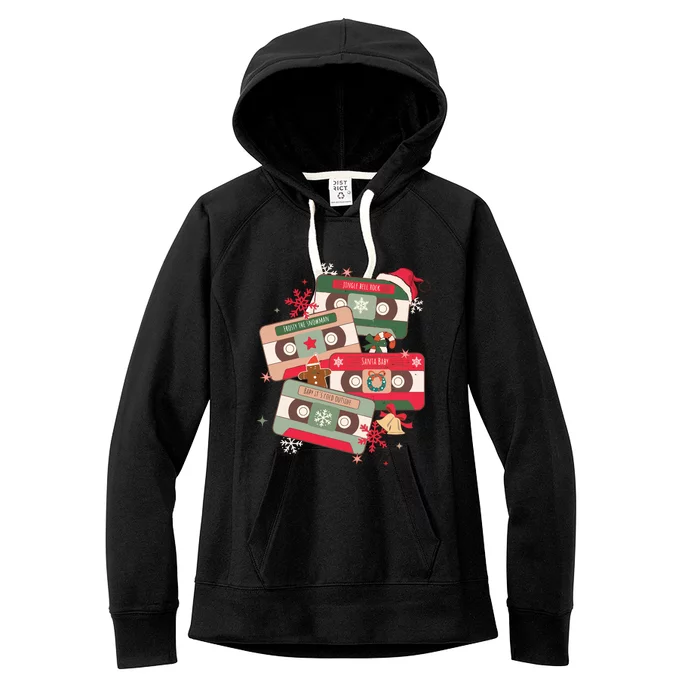 Christmas Music Cassette Tapes Christmas Women's Fleece Hoodie