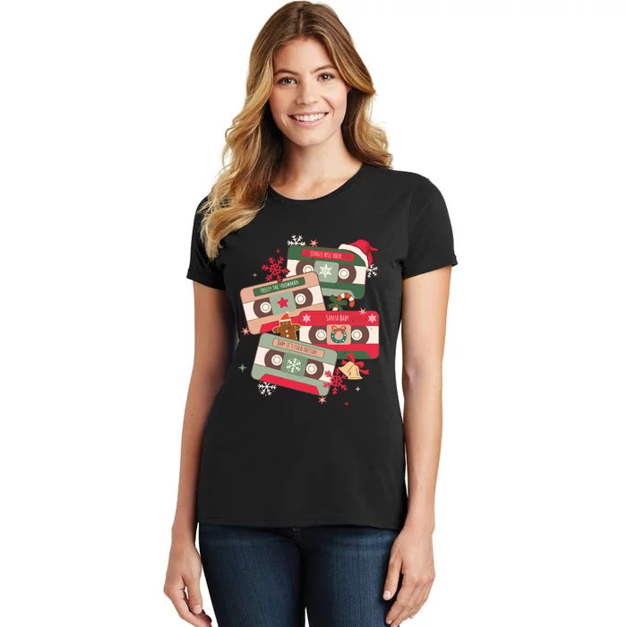 Christmas Music Cassette Tapes Christmas Women's T-Shirt