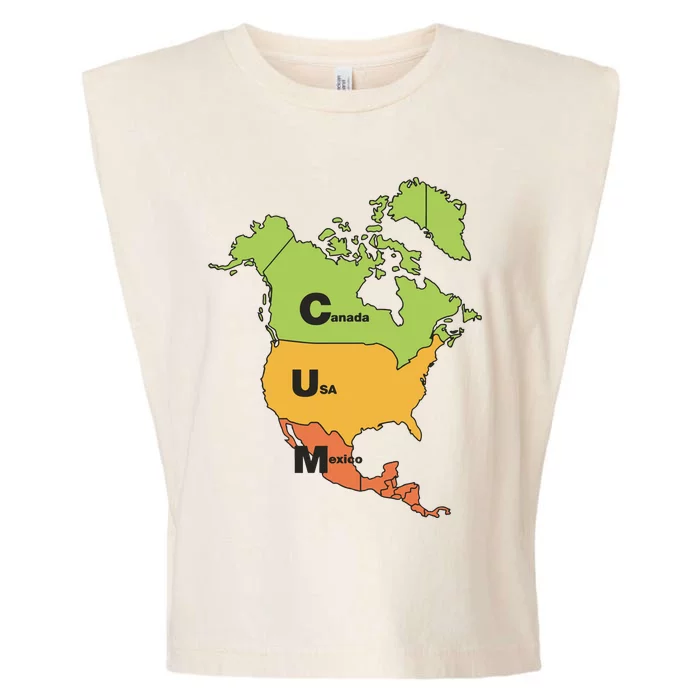 Cum Map Canada Usa And Mexico Garment-Dyed Women's Muscle Tee