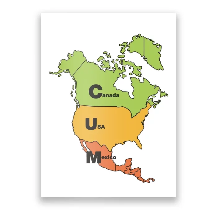 Cum Map Canada Usa And Mexico Poster