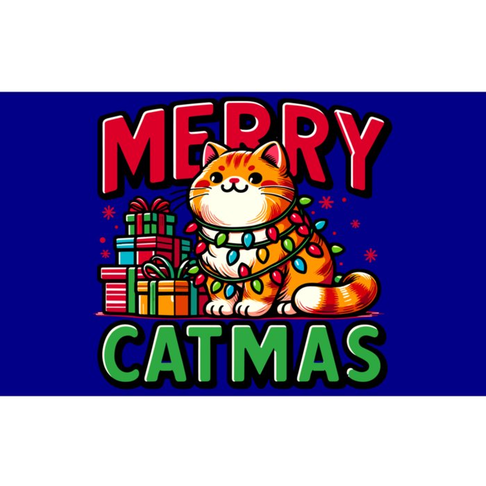 Cat Merry Catmas Christmas Lights Cat Lover Funny Xmas Gift Bumper Sticker