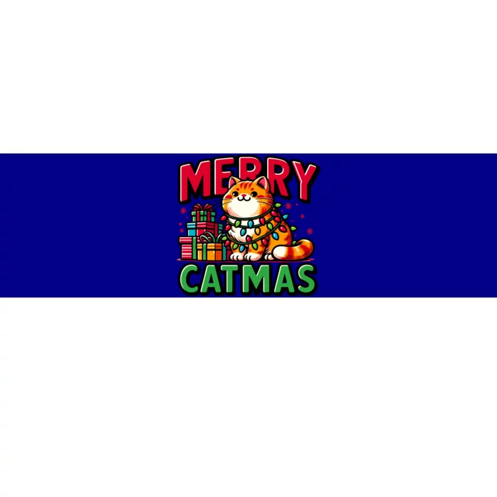 Cat Merry Catmas Christmas Lights Cat Lover Funny Xmas Gift Bumper Sticker